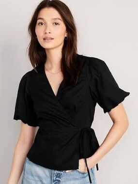 NWT Old Navy puff sleeve wrap blouse